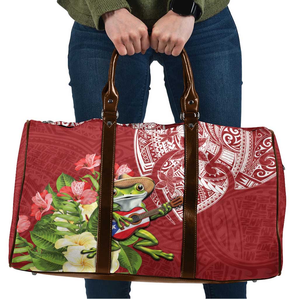 Puerto Rico Coqui Frog Travel Bag Tropical Flowers Polynesian Style - Polynesian Pride