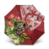 Puerto Rico Coqui Frog Umbrella Tropical Flowers Polynesian Style - Polynesian Pride