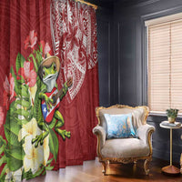 Puerto Rico Coqui Frog Window Curtain Tropical Flowers Polynesian Style - Polynesian Pride