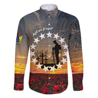 Cook Islands ANZAC Day Family Matching Summer Maxi Dress and Hawaiian Shirt Lest We Forget LT05 Dad's Shirt - Long Sleeve Grey - Polynesian Pride