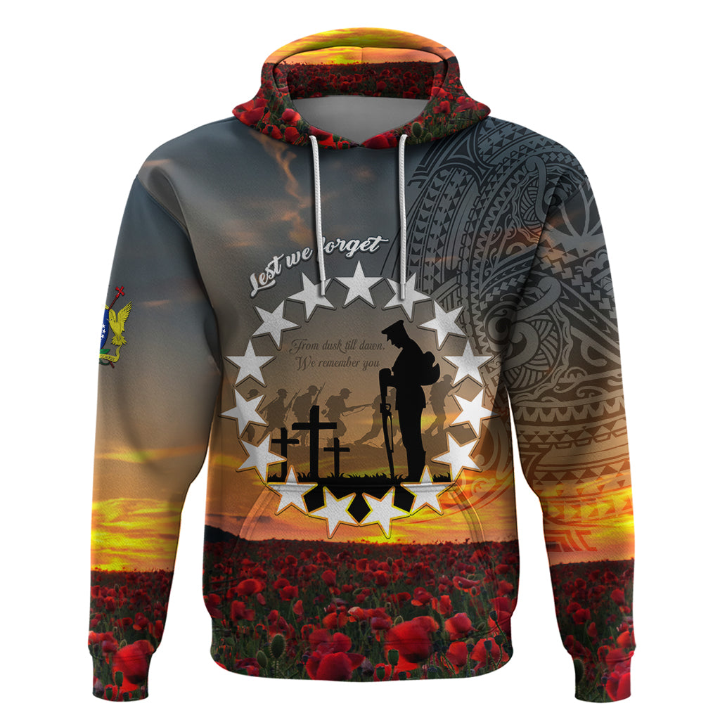 Cook Islands ANZAC Day Zip Hoodie Lest We Forget LT05 Pullover Hoodie Grey - Polynesian Pride