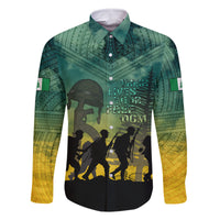 Norfolk Island ANZAC Day Family Matching Mermaid Dress and Hawaiian Shirt Lest We Forget LT05 Dad's Shirt - Long Sleeve Dark Cyan - Polynesian Pride