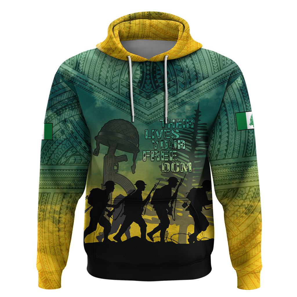 Norfolk Island ANZAC Day Hoodie Lest We Forget LT05 Pullover Hoodie Dark Cyan - Polynesian Pride