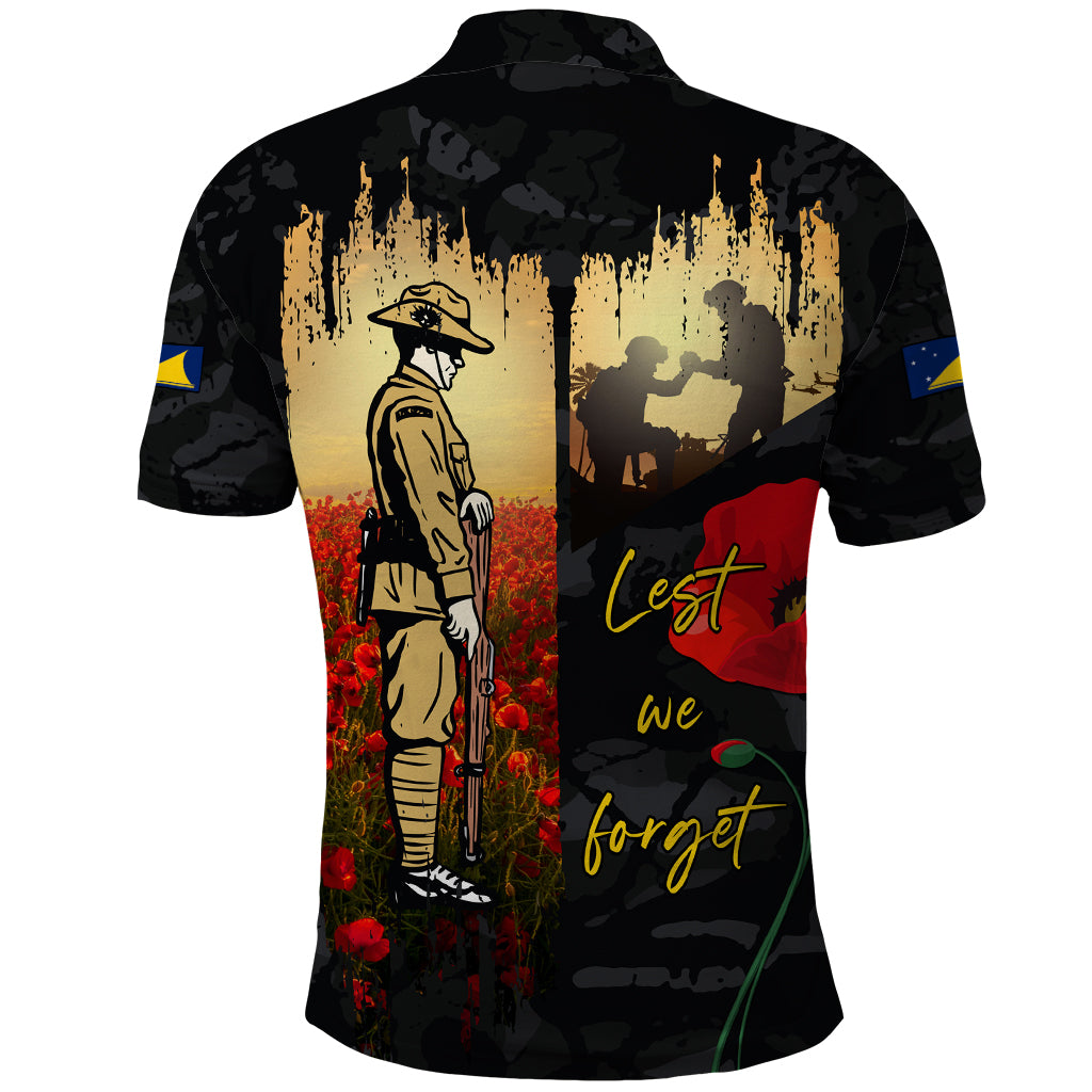 Tokelau ANZAC Day Polo Shirt Lest We Forget LT05 - Polynesian Pride