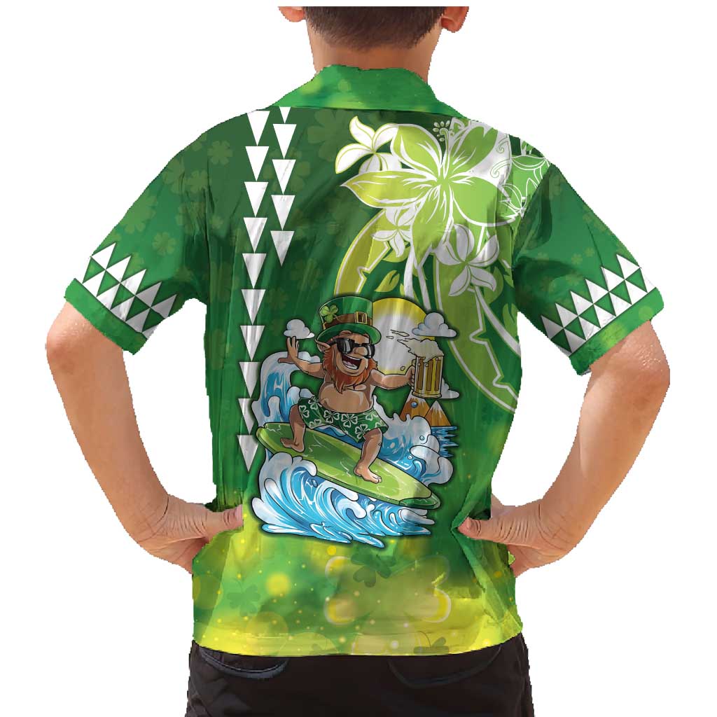 Hawaii Saint Patrick's Day Family Matching Mermaid Dress and Hawaiian Shirt Funny Surfing Leprechaun