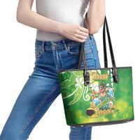 Hawaii Saint Patrick's Day Leather Tote Bag Funny Surfing Leprechaun LT05 - Polynesian Pride
