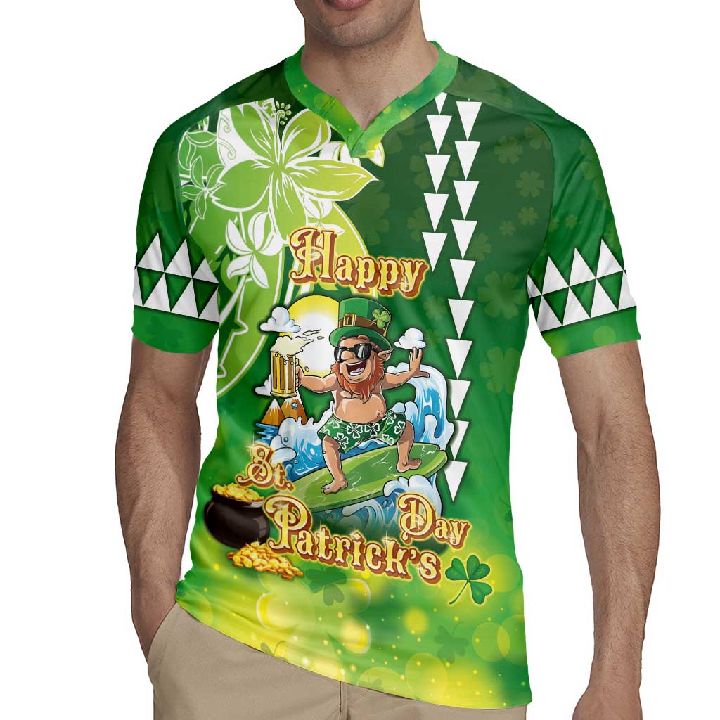 Hawaii Saint Patrick's Day Rugby Jersey Funny Surfing Leprechaun LT05 - Polynesian Pride