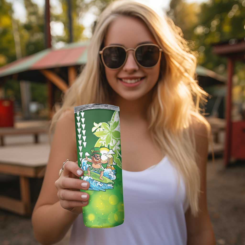 Hawaii Saint Patrick's Day Skinny Tumbler Funny Surfing Leprechaun
