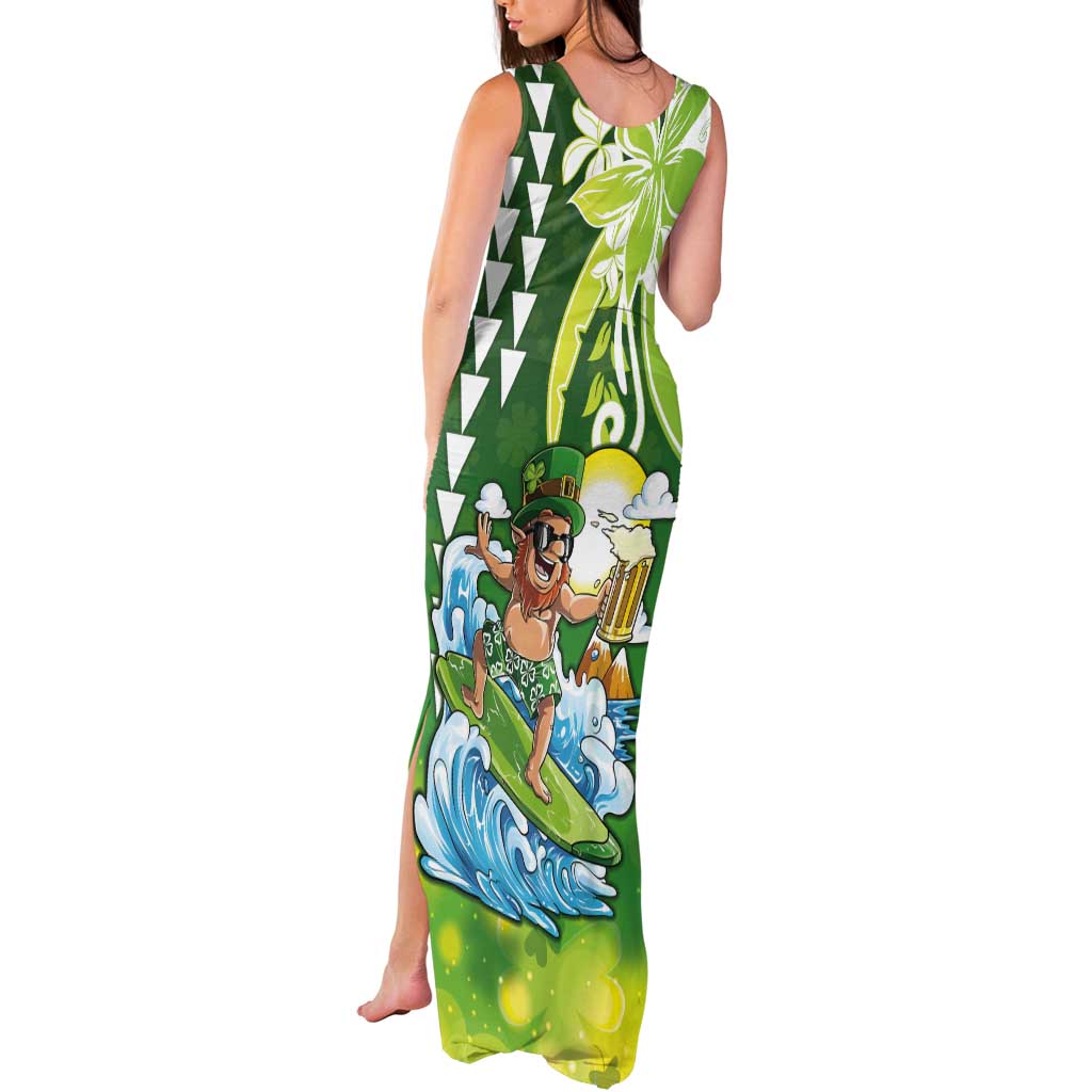 Hawaii Saint Patrick's Day Tank Maxi Dress Funny Surfing Leprechaun