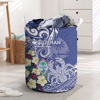 Hafa Adai Guam Laundry Basket Latte Stone With Coconut Crab LT05 Blue - Polynesian Pride