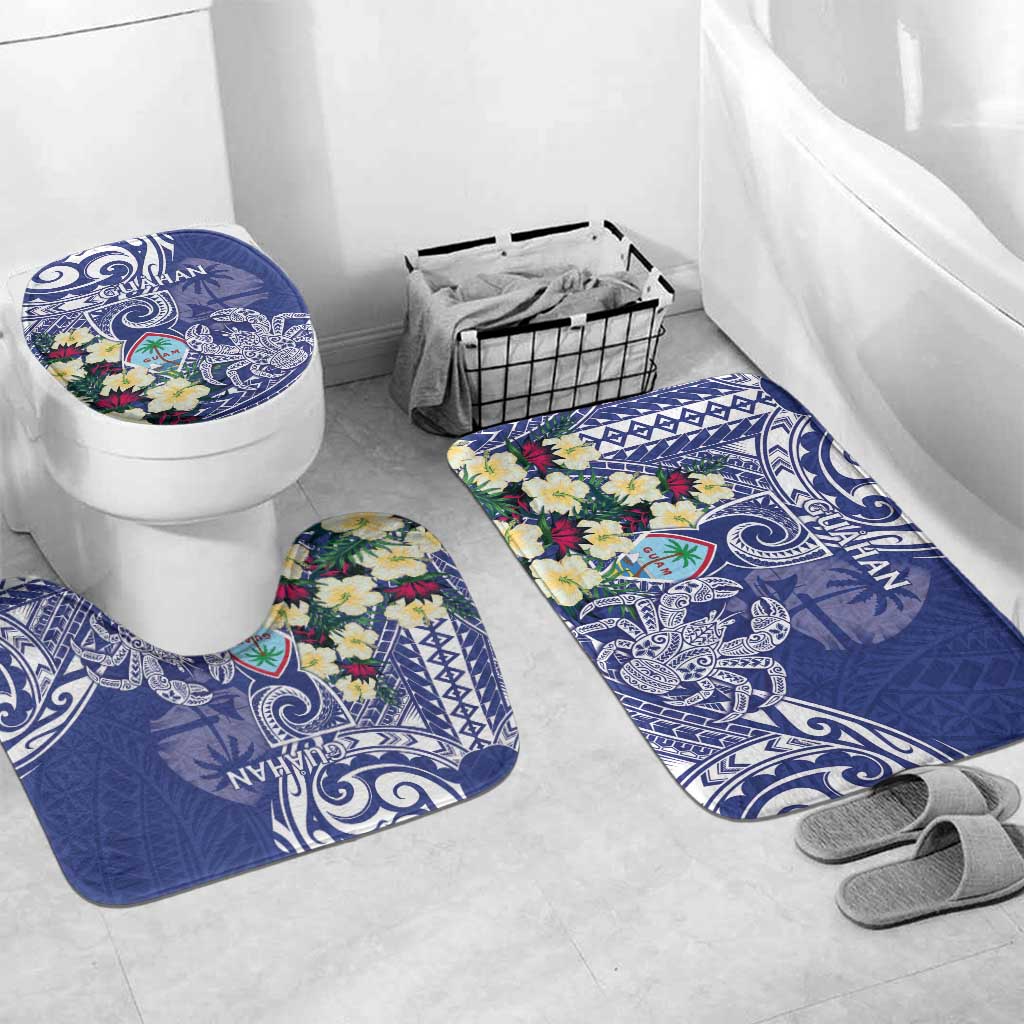 Hafa Adai Guam Bathroom Set Latte Stone With Coconut Crab LT05 Mat Set Only (3 pcs) One Size Blue - Polynesian Pride
