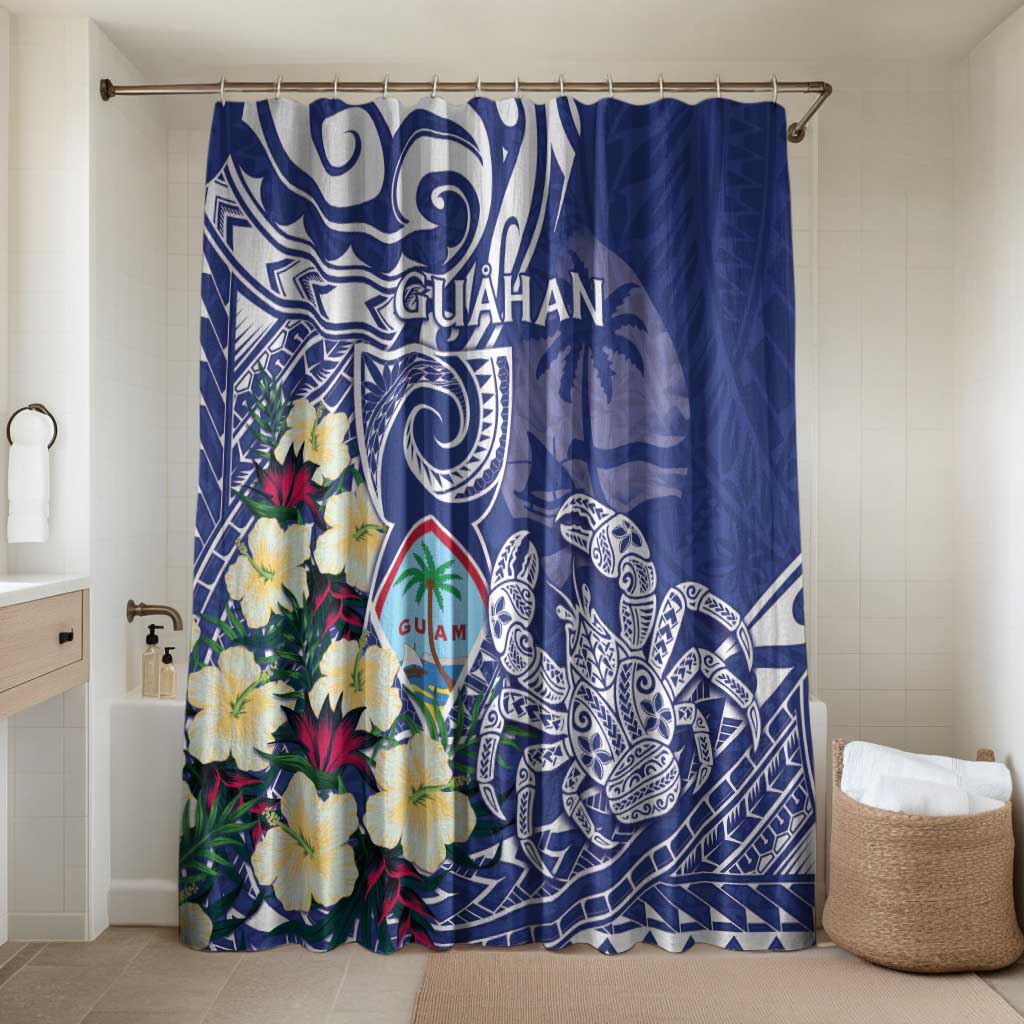 Hafa Adai Guam Bathroom Set Latte Stone With Coconut Crab LT05 Shower Curtain Only Blue - Polynesian Pride