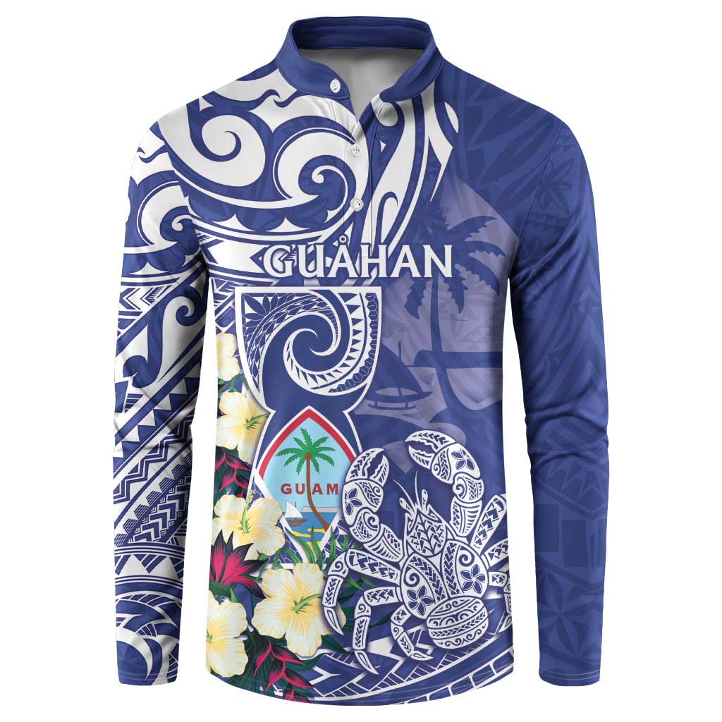 Personalised Hafa Adai Guam Button Sweatshirt Latte Stone With Coconut Crab