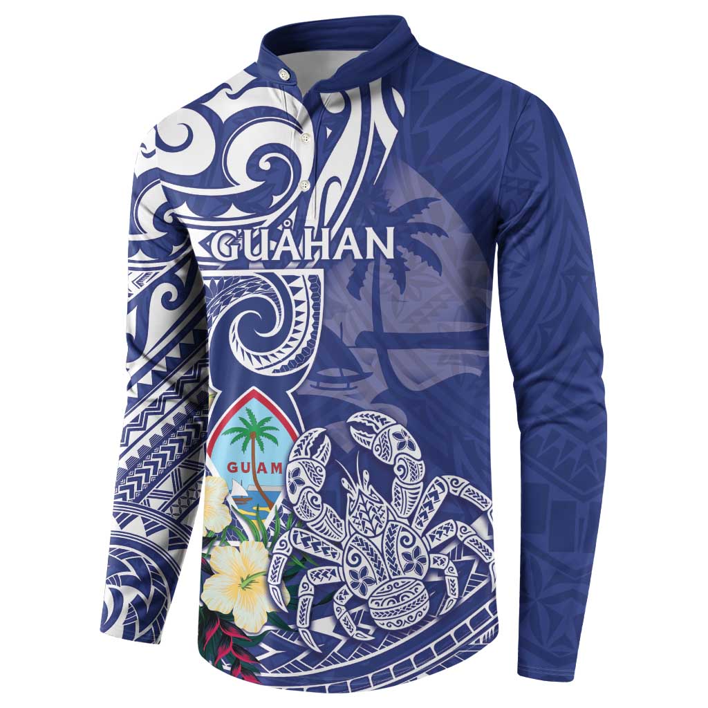 Personalised Hafa Adai Guam Button Sweatshirt Latte Stone With Coconut Crab