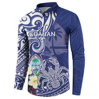 Personalised Hafa Adai Guam Button Sweatshirt Latte Stone With Coconut Crab