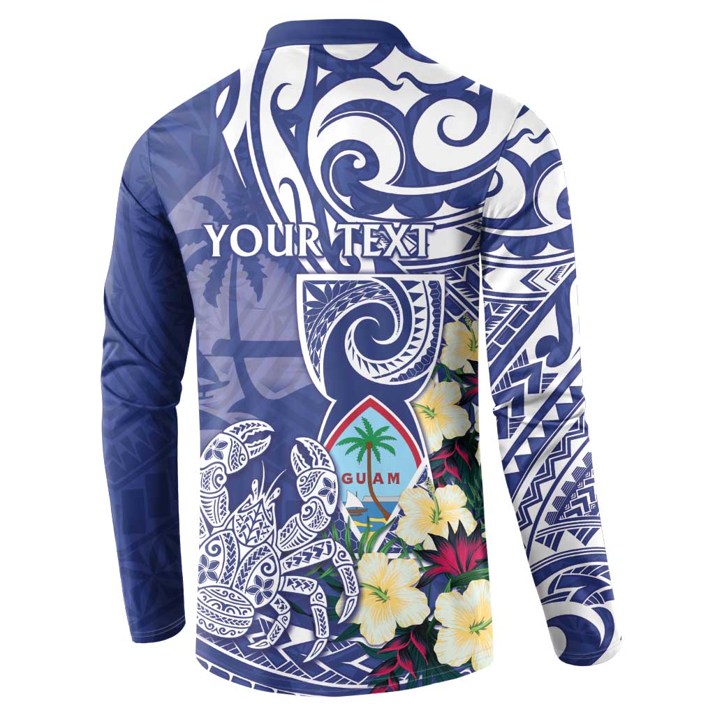 Personalised Hafa Adai Guam Button Sweatshirt Latte Stone With Coconut Crab