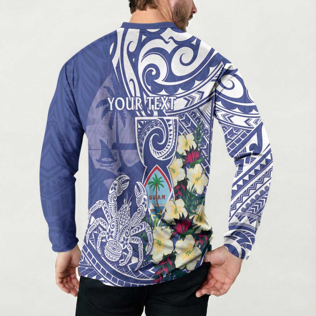 Personalised Hafa Adai Guam Button Sweatshirt Latte Stone With Coconut Crab