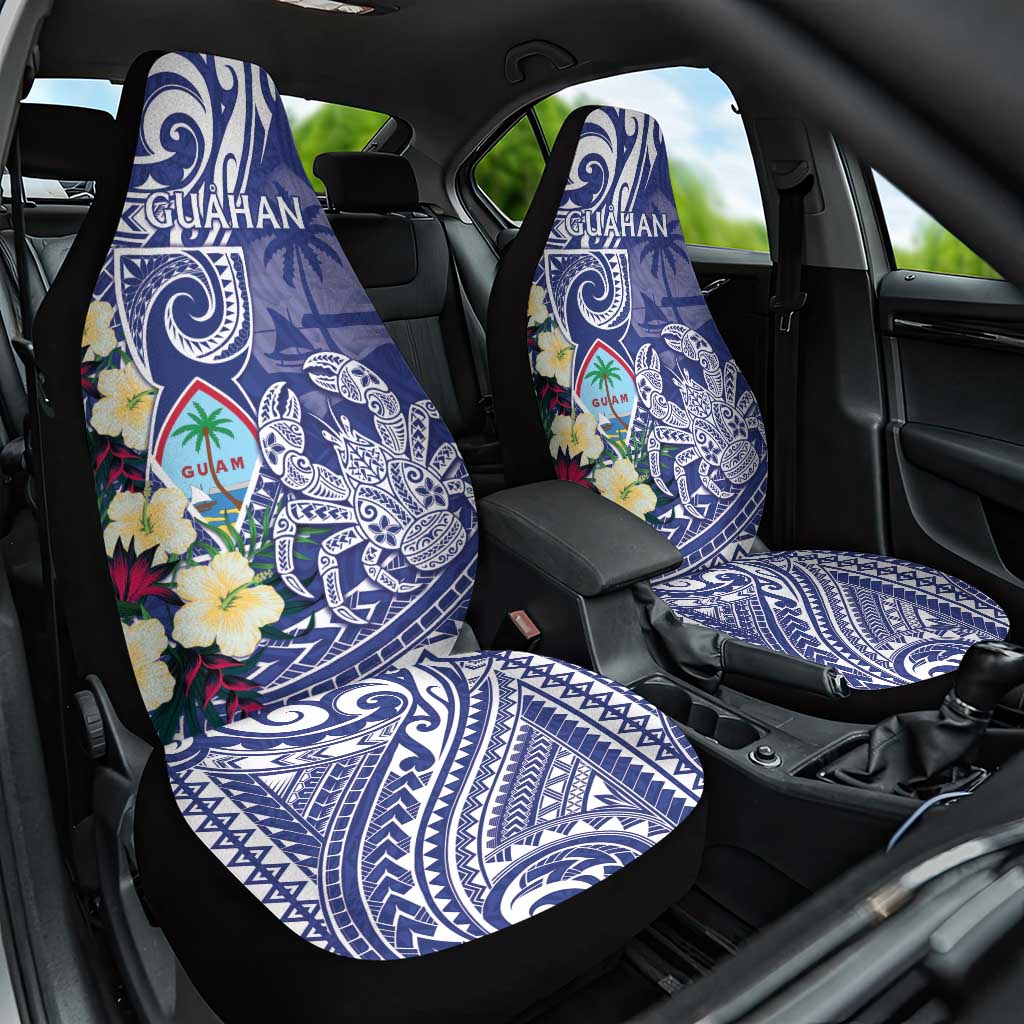 Hafa Adai Guam Car Seat Cover Latte Stone With Coconut Crab LT05 One Size Blue - Polynesian Pride