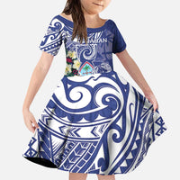 Personalised Hafa Adai Guam Family Matching Long Sleeve Bodycon Dress and Hawaiian Shirt Latte Stone With Coconut Crab