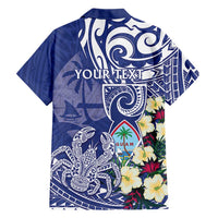 Personalised Hafa Adai Guam Family Matching Long Sleeve Bodycon Dress and Hawaiian Shirt Latte Stone With Coconut Crab