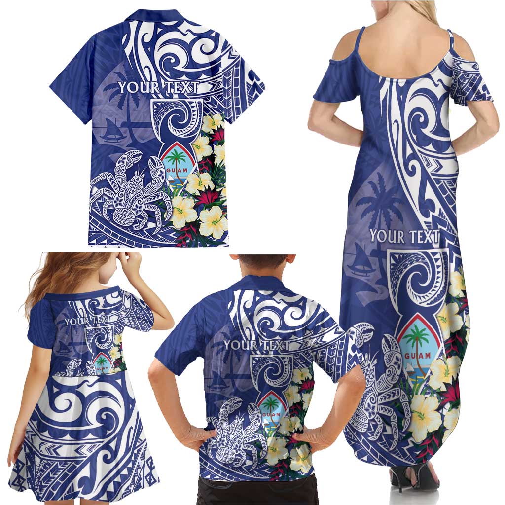 Personalised Hafa Adai Guam Family Matching Summer Maxi Dress and Hawaiian Shirt Latte Stone With Coconut Crab