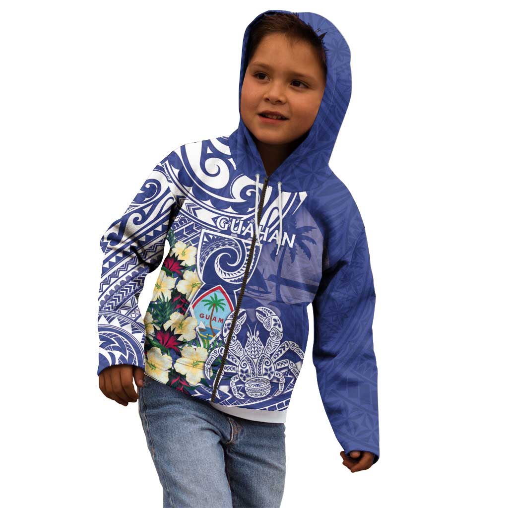 Personalised Hafa Adai Guam Kid Hoodie Latte Stone With Coconut Crab