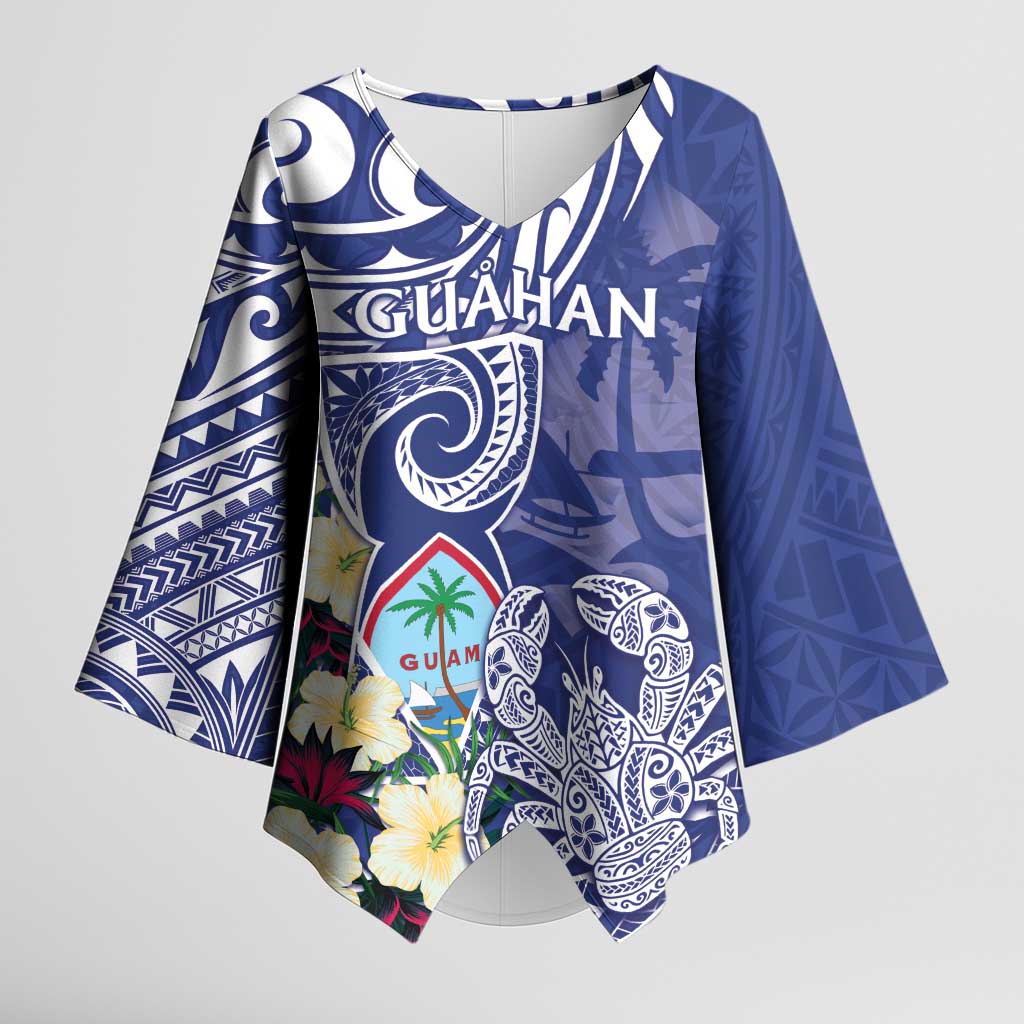 Personalised Hafa Adai Guam Kimono Sleeve Blouse Latte Stone With Coconut Crab