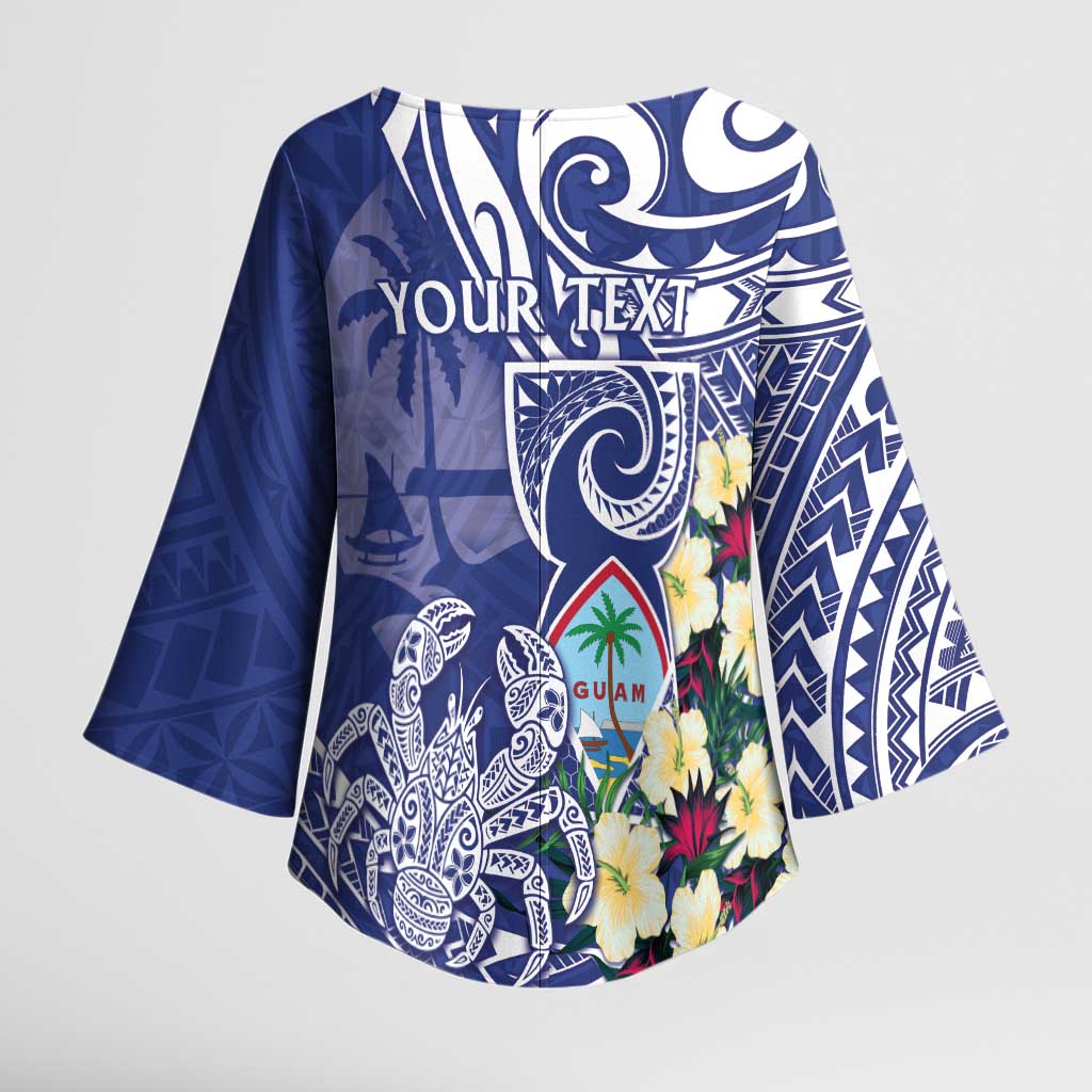 Personalised Hafa Adai Guam Kimono Sleeve Blouse Latte Stone With Coconut Crab