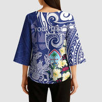 Personalised Hafa Adai Guam Kimono Sleeve Blouse Latte Stone With Coconut Crab