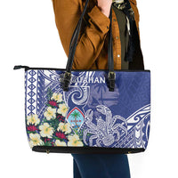 Hafa Adai Guam Leather Tote Bag Latte Stone With Coconut Crab