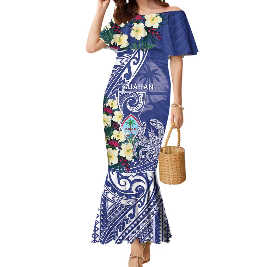 Personalised Hafa Adai Guam Mermaid Dress Latte Stone With Coconut Crab