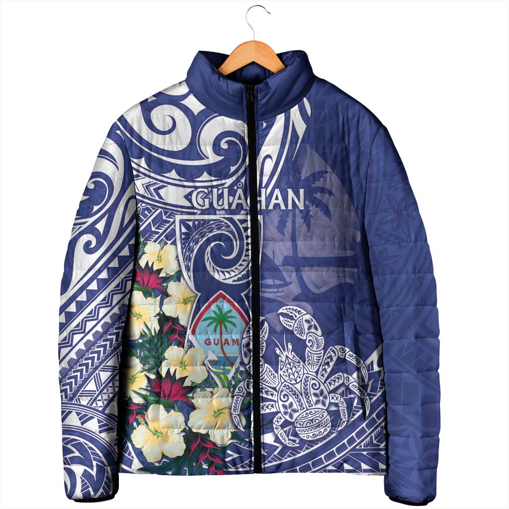 Personalised Hafa Adai Guam Padded Jacket Latte Stone With Coconut Crab LT05 - Polynesian Pride