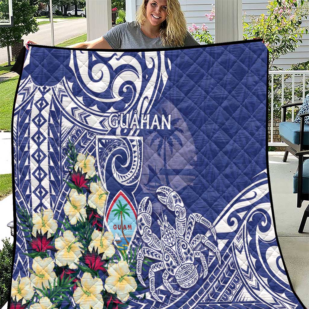 Hafa Adai Guam Quilt Latte Stone With Coconut Crab LT05 Blue - Polynesian Pride