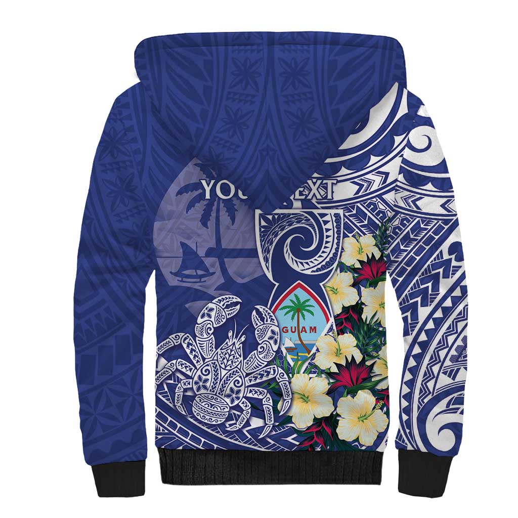 Personalised Hafa Adai Guam Sherpa Hoodie Latte Stone With Coconut Crab