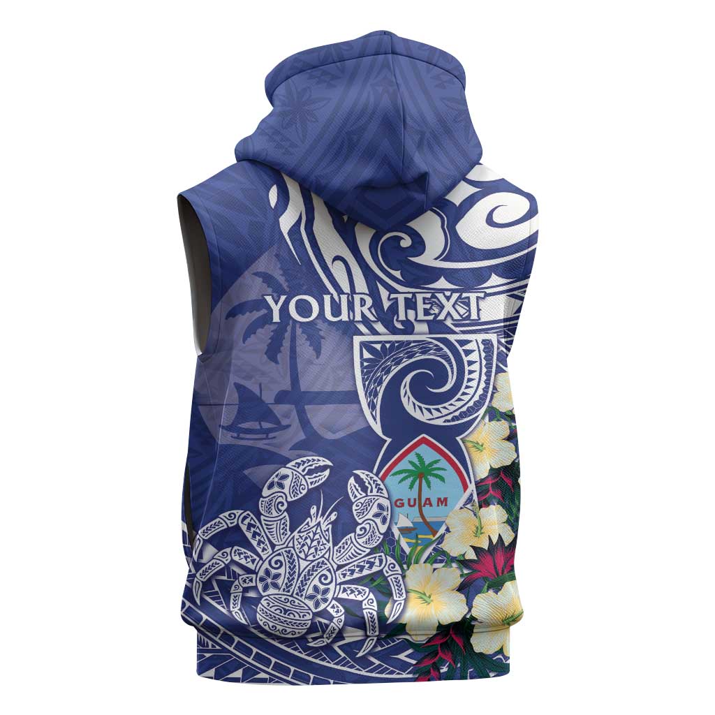 Personalised Hafa Adai Guam Sleeveless Hoodie Latte Stone With Coconut Crab