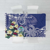 Hafa Adai Guam Tablecloth Latte Stone With Coconut Crab LT05 Blue - Polynesian Pride