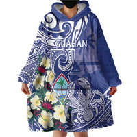 Personalised Hafa Adai Guam Wearable Blanket Hoodie Latte Stone With Coconut Crab