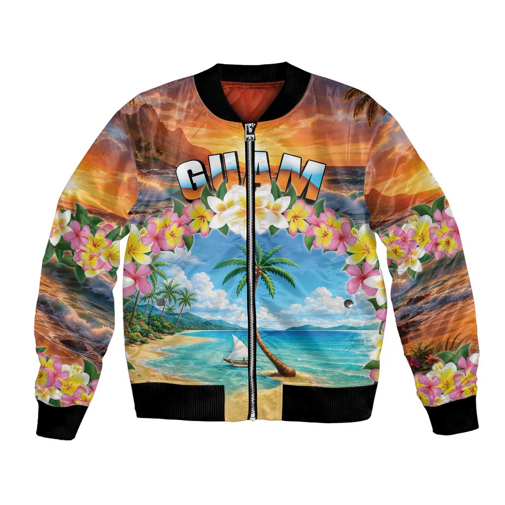 Guam Bomber Jacket Eternal Summer Sunset Beach LT05 Unisex Colorful - Polynesian Pride