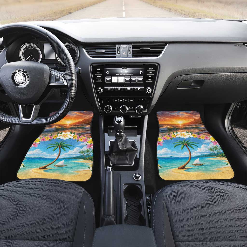 Guam Car Mats Eternal Summer Sunset Beach LT05 Set 2pcs - Front Colorful - Polynesian Pride
