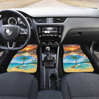 Guam Car Mats Eternal Summer Sunset Beach LT05 Set 2pcs - Front Colorful - Polynesian Pride