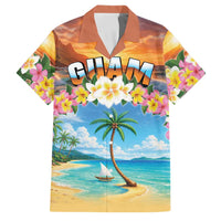 Guam Family Matching Long Sleeve Bodycon Dress and Hawaiian Shirt Eternal Summer Sunset Beach