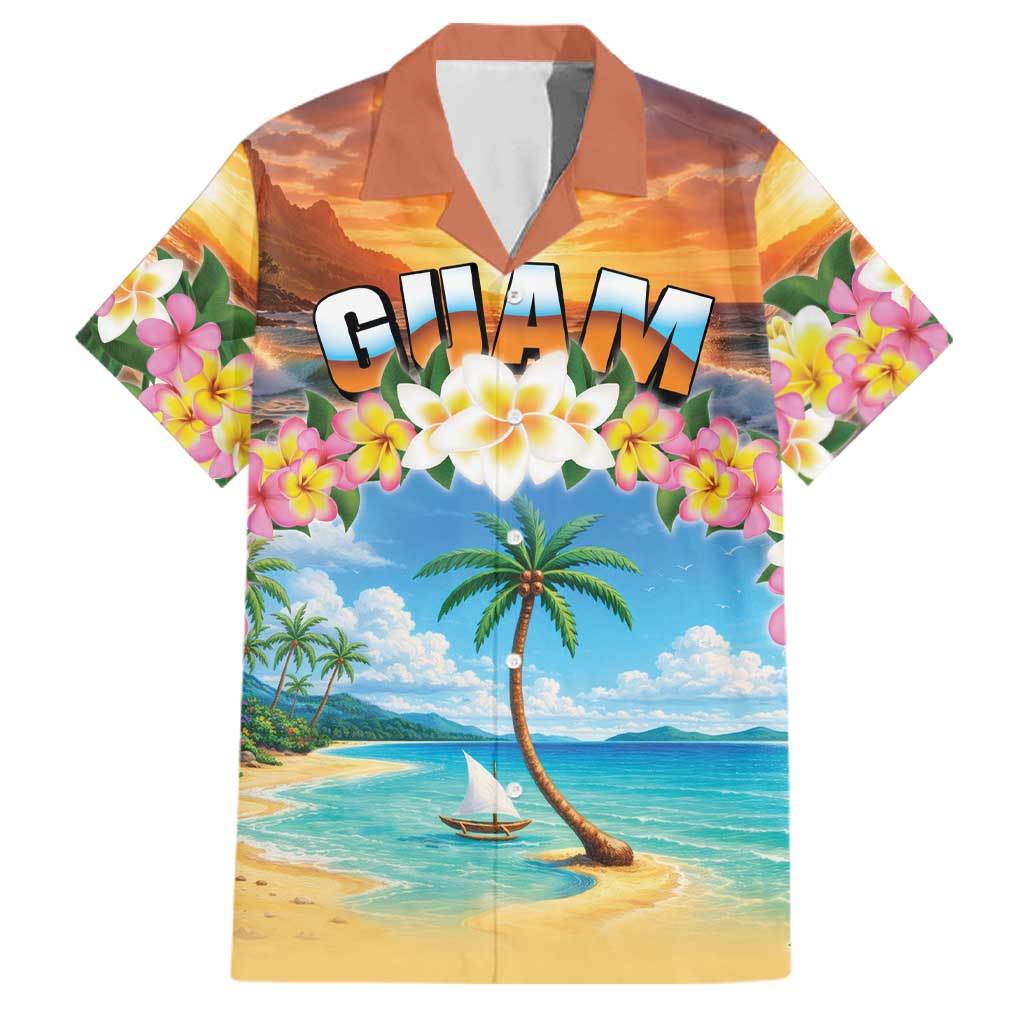 Guam Family Matching Puletasi and Hawaiian Shirt Eternal Summer Sunset Beach