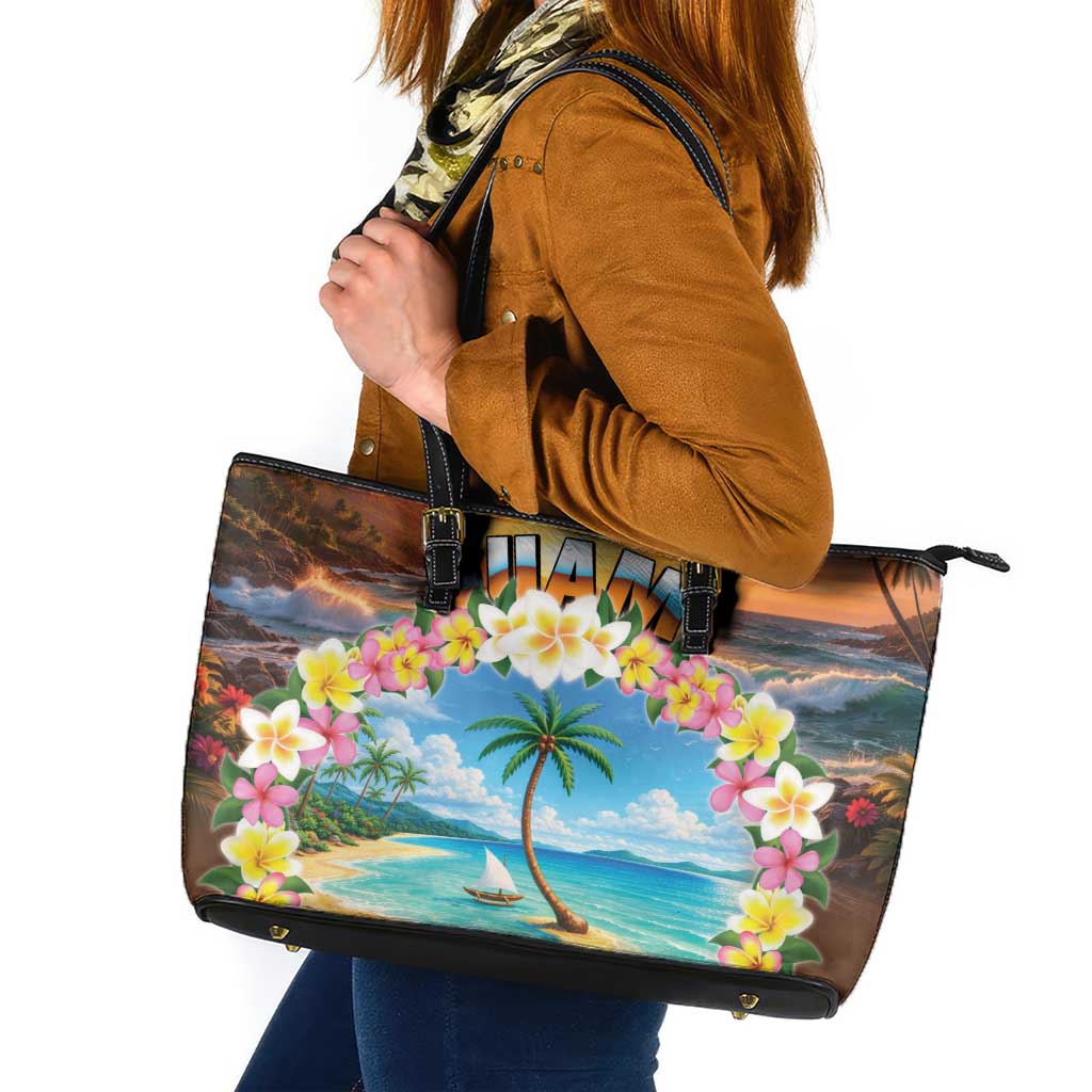 Guam Leather Tote Bag Eternal Summer Sunset Beach