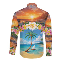 Guam Long Sleeve Button Shirt Eternal Summer Sunset Beach