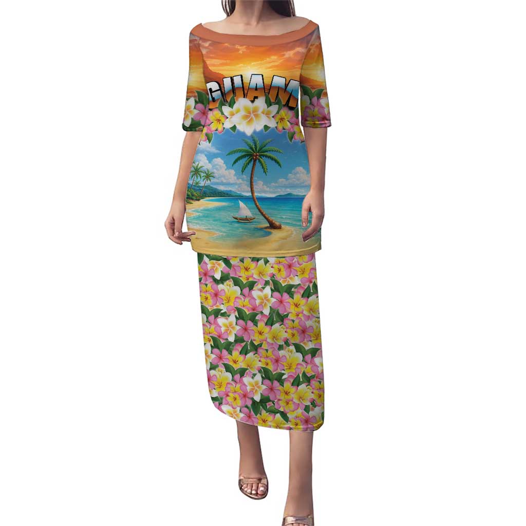 Guam Puletasi Eternal Summer Sunset Beach LT05 Long Dress Colorful - Polynesian Pride