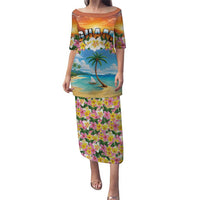 Guam Puletasi Eternal Summer Sunset Beach LT05 Long Dress Colorful - Polynesian Pride