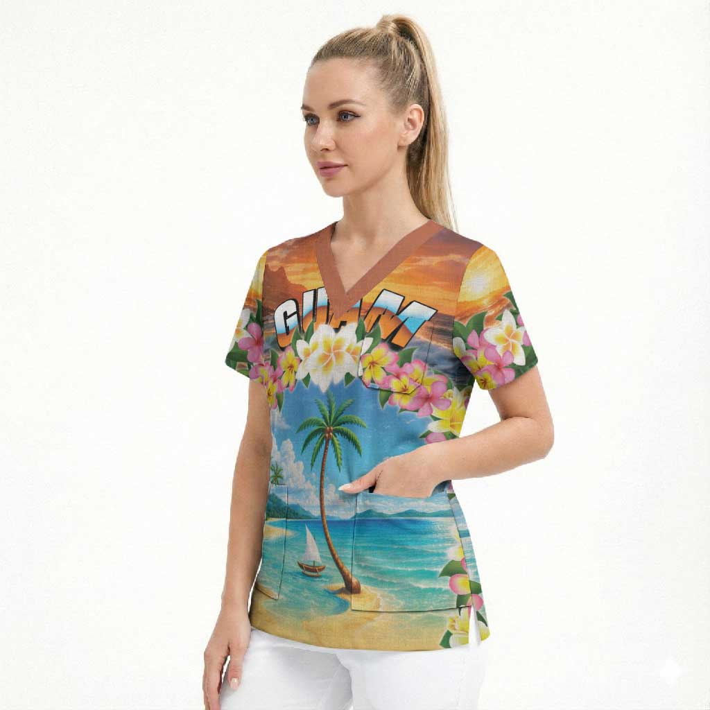 Guam Scrub Top Eternal Summer Sunset Beach LT05 - Polynesian Pride