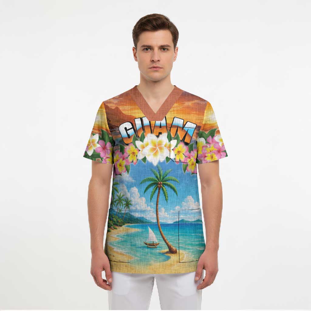 Guam Scrub Top Eternal Summer Sunset Beach LT05 - Polynesian Pride