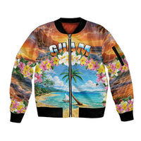 Guam Sleeve Zip Bomber Jacket Eternal Summer Sunset Beach LT05 Unisex Colorful - Polynesian Pride