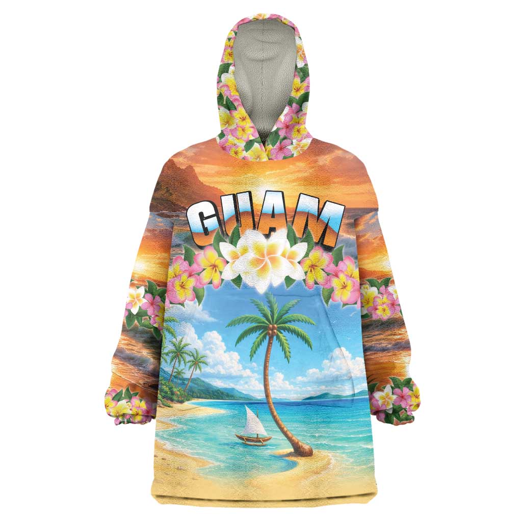 Guam Wearable Blanket Hoodie Eternal Summer Sunset Beach